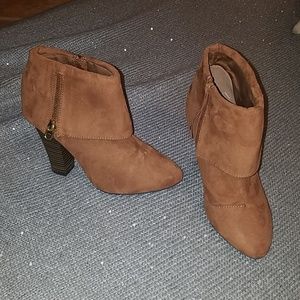 Tan manmade suede booties